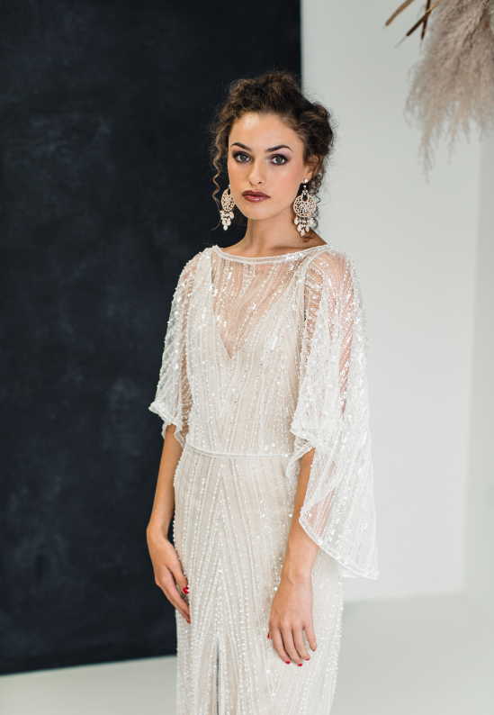 Modern wedding dress featuring contemporary ivory lace Fatoumata 6