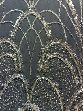 Dentelle à paillettes ivoire - Zazzi