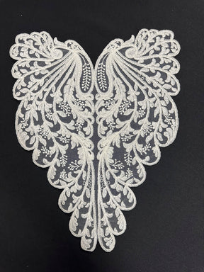 Applique en dentelle ivoire cordée - Peacock