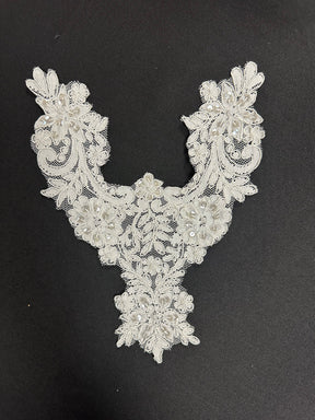 Applique en dentelle ivoire cordée - Duchy