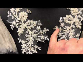 Appliques en dentelle ivoire perlée et cordée - Jessica