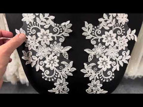 Appliques en dentelle ivoire à sequins - Erica