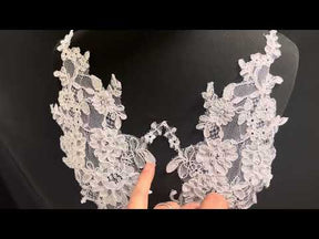 Appliques en dentelle blanche cordée - Eloise