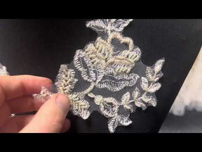 Appliques en dentelle champagne perlée - Chloe