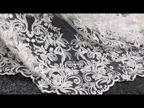 Dentelle Broderie Paillettes Ivoire - Bijou