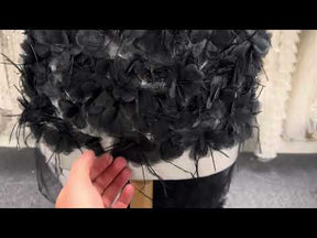 Dentelle 3D à plumes noires - Thimbelina